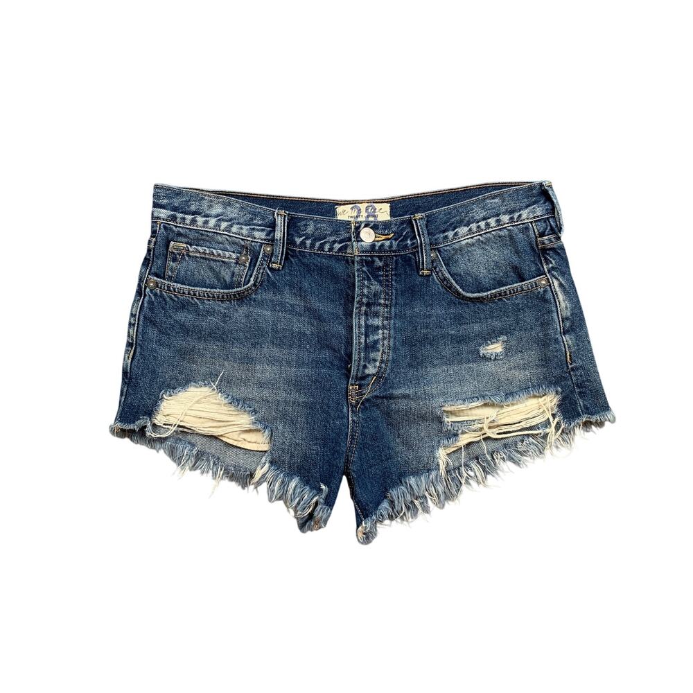 We The Free People Shorts Womens 28 Denim Loving Good Vibrations Micro Mini